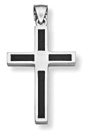 14K White Gold Onyx Cross Pendant
