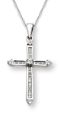 1/2 Carat Diamond Baguette Cross Pendant - 14K White Gold