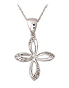 14K White Gold Diamond Cross Pendant