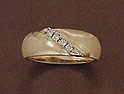 14K Gold Ladies' Brushed Diamond Wedding Band Ring