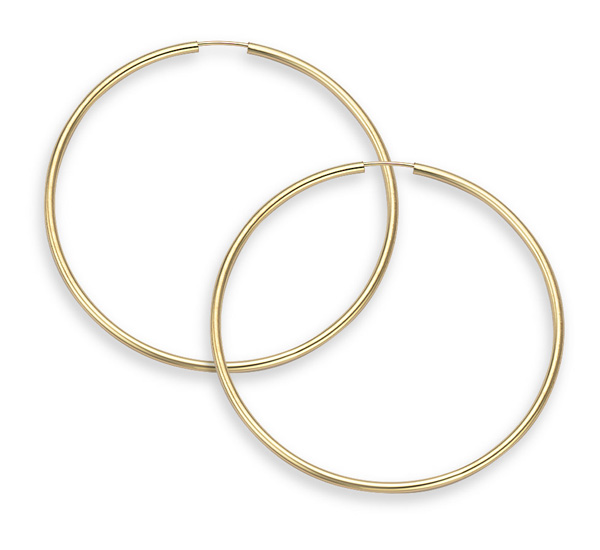 14K Gold Hoop Earrings - 1 1/2 diameter (2mm thickness)