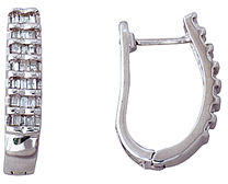 Baguette Diamond Earrings in 14K White Gold