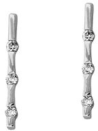 Three Stone Diamond Stick Earrings - 14K White Gold