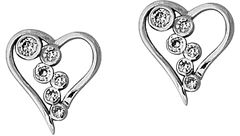 Diamond Heart Earrings - 14K White Gold