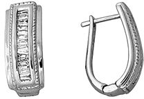 Diamond Baguette Earrings - 14K White Gold