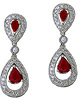 Ruby and Diamond Antique Dangle Earrings - 14K White Gold