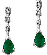 Pear Shaped Alluring Emerald and Diamond Earrings