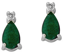 Pear-Cut Emerald and Diamond Earrings