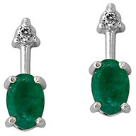 Oval Shaped Emerald and Diamond Earrings