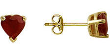 Heart Shaped Ruby Earrings in 14kt Yellow Gold