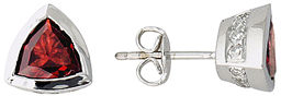 Trillion-Cut Garnet and Diamond Earrings