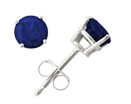 Sapphire Stud Earrings, 14K White Gold