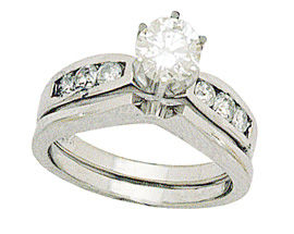 White Gold Diamond Channel Set Bridal Set Ring