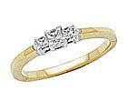 1/4 Carat Three Stone Princess Cut Ring - 14K Gold