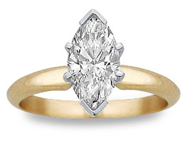 Yellow gold marquise diamond wedding ring