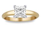 10 Carat Princess Cut Diamond Solitaire Ring, 14K Yellow Gold