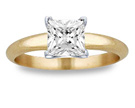 1.00 Carat Princess Cut Diamond Solitaire Ring, 14k Yellow Gold