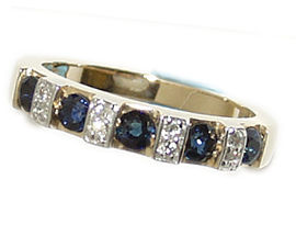 14K Gold Sapphire and Diamond Band