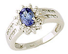 14K White Gold Tanzanite and .35 Carat Diamond Ring