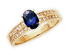 14K Gold Double Channel .20 Carat Diamond and Sapphire Ring