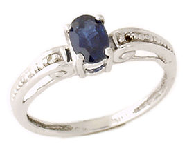 14K White Gold Sapphire and Diamond Antique Ring