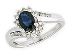 14K White Gold 1 Carat Sapphire and 0.45 Carat Diamond Flower Twist Ring