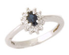 14K White Gold Sapphire and Diamond Flower Ring