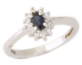 14K White Gold Sapphire and Diamond Flower Ring
