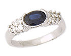 14K White Gold 1 Carat Sapphire and 1/4 Carat Diamond Half Bezel Ring