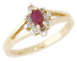 14K Gold Precious Ruby & Diamond Ring