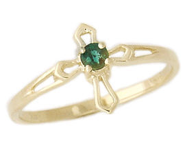 14K Gold Emerald Cross Ring