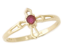 14K Gold Ruby Cross Ring