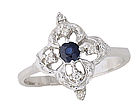 Sapphire and Diamond Flower Sparkle Ring