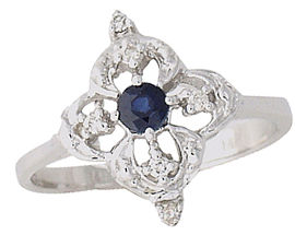 Sapphire and Diamond Flower Sparkle Ring