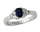 Sapphire and Diamond Ring - 14K White Gold - w/ 0.36 Carat of Diamonds