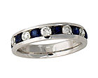 Sapphire and Diamond Channel Ring - 14K White Gold