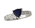 Trillion Cut Sapphire and Diamond Ring - 14K White Gold