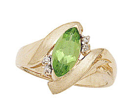10K Gold Embrace Marquise Peridot & Diamond Ring