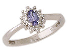 14K White Gold Tanzanite and Diamond Flower Ring