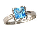 Blue Topaz and Diamond Filigree Ring - 14K White Gold