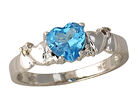 Blue Topaz and Diamond Heart Ring - 14K White Gold