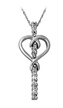 Diamond Heart Key Pendant, 14K White Gold