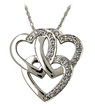 Triple Heart Diamond Pendant in 14kt White Gold