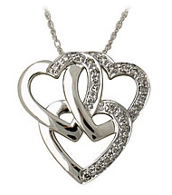 Triple Heart Diamond Pendant in 14kt White Gold