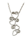 4 Stone Diamond Heart Drop Pendant in 10kt White Gold