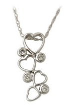 4 Stone Diamond Heart Drop Pendant in 10kt White Gold