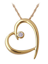 Open Heart Diamond Pendant in 10K Yellow Gold