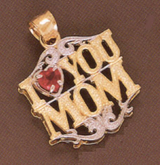 14K Two-Tone Gold I Love You Mom Pendant