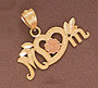 14K Gold Heart & Flower Mom Pendant