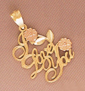 14K Two-Tone Gold I Love You Pendant